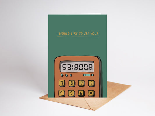 Funny, Rude, Humorous Calculator Card.