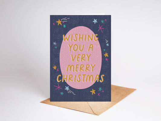 Illustrated Christmas Card: Modern Holiday Greetings, Recycled Card Stock