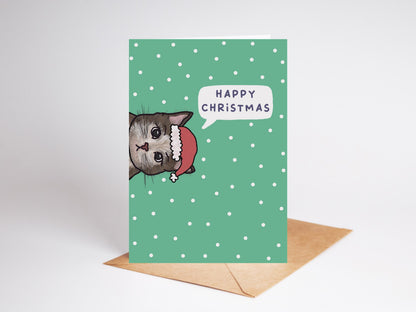 Handmade Cat Christmas Card | Recycled Card Stock