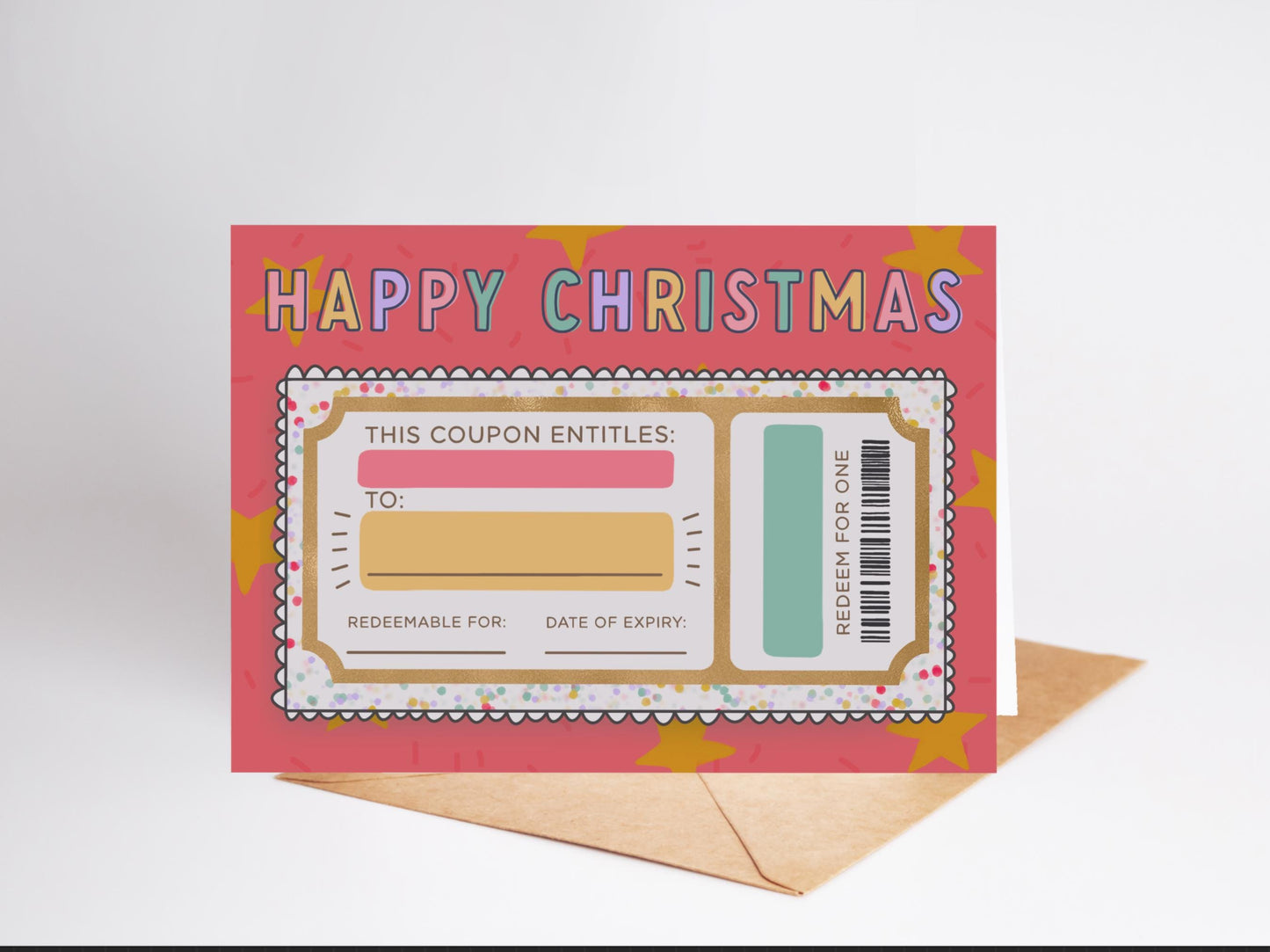 Happy Christmas Card with Blank Coupon, Recycled Card Funny Holiday Card, Customisable Gift Coupon, Rude or Serious Wishes