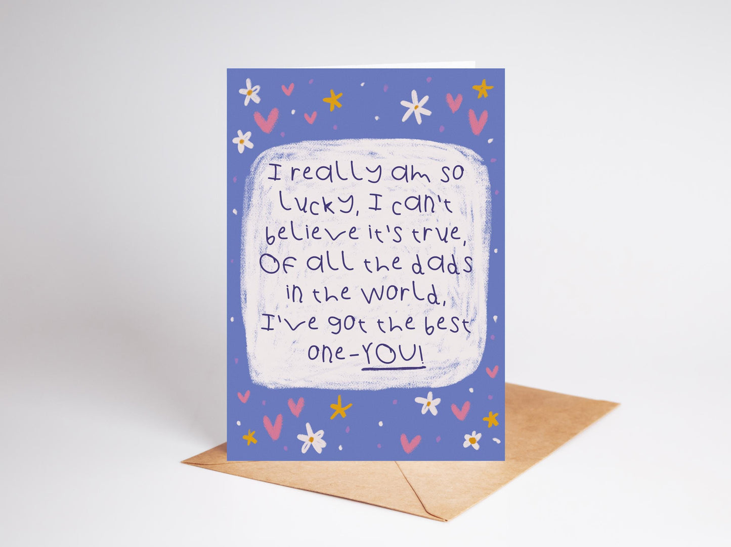 Hand Illustrated Poem Fathers Day Card | Dad | From Son or Daughter