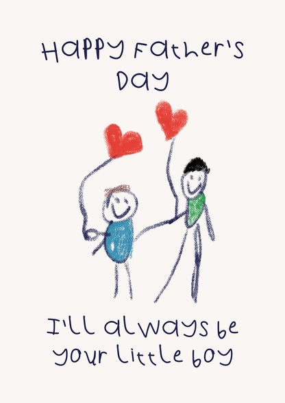 Hand Illustrated Fathers Day Card, Recycled Stock, UK Small Business