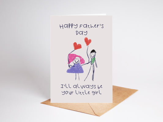Hand Illustrated Fathers Day Card, Recycled Stock, From Daughter