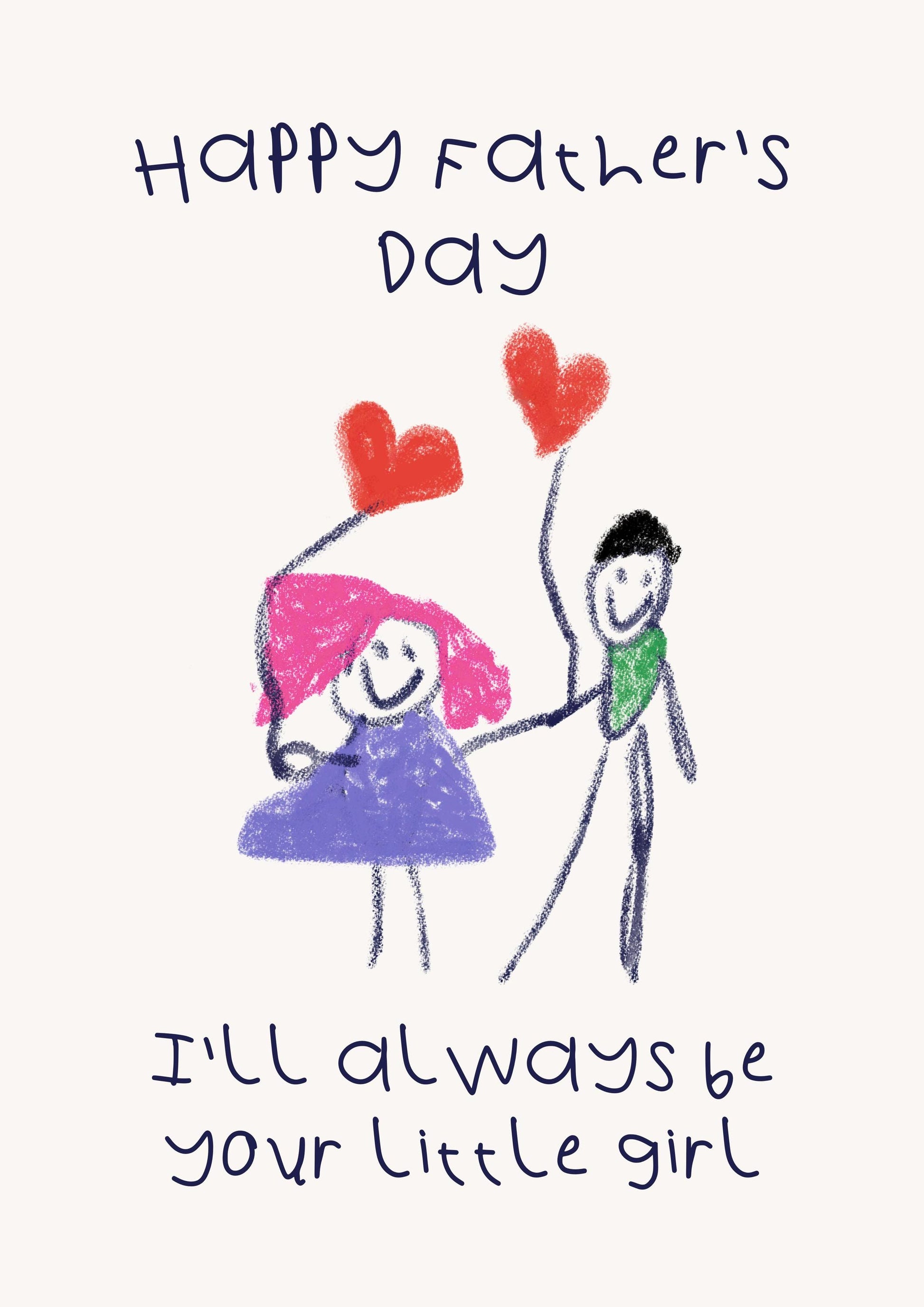 Hand Illustrated Fathers Day Card, Recycled Stock, From Daughter