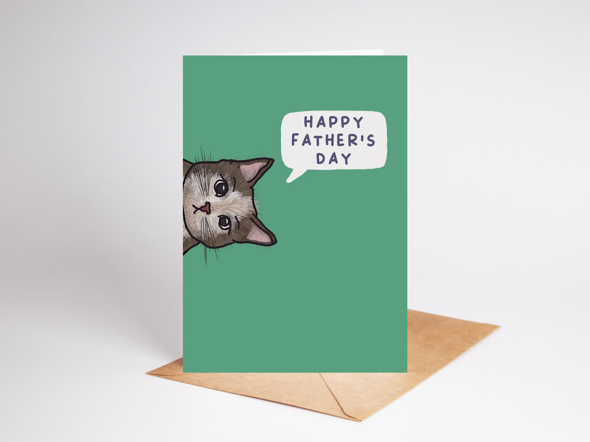 Peeping Cat Father's Day Card | Illustrated, Recycled Card Stock (A6)