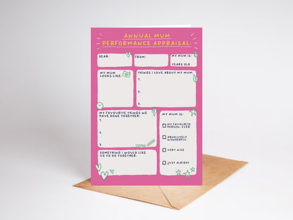 Mum Appraisal Card | Fun Gift For Mum Birthday