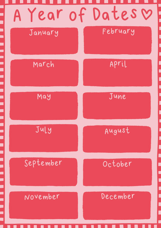 A Year Of Dates, Fun Anniversary or Valentines Card