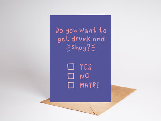 Funny Anniversary Card Get Drunk and Shag?