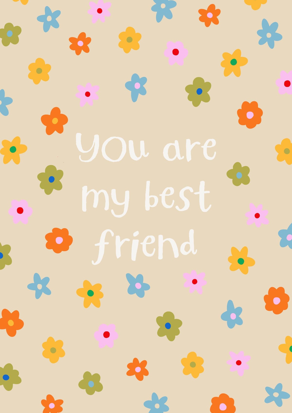Handmade Illustrated Card: You Are My Friend, Recycled Stock