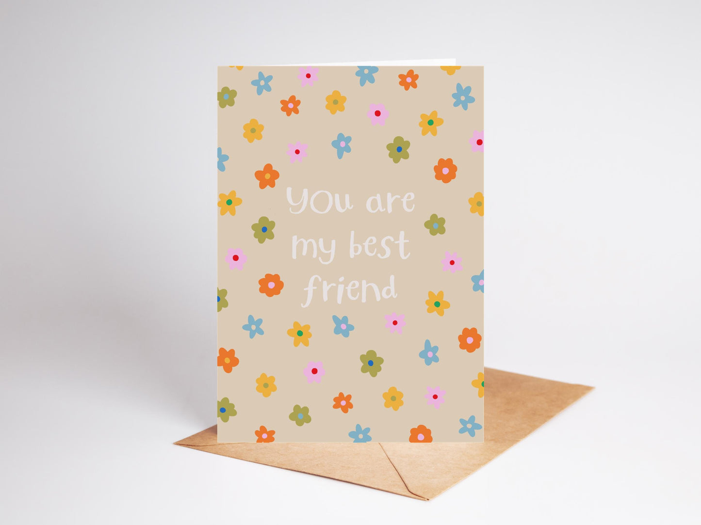 Handmade Illustrated Card: You Are My Friend, Recycled Stock