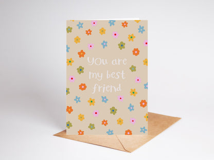 Handmade Illustrated Card: You Are My Friend, Recycled Stock
