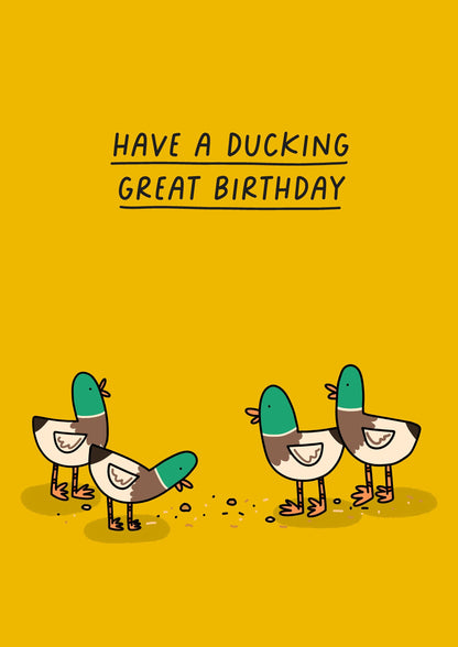 Funny Duck Birthday Card, Handmade Recycled Card with Envelope