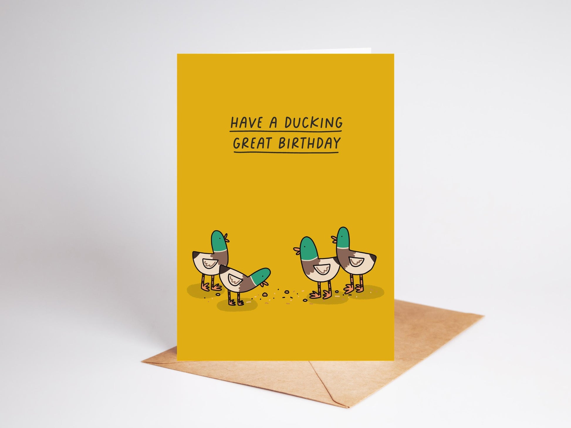 Funny Duck Birthday Card, Handmade Recycled Card with Envelope