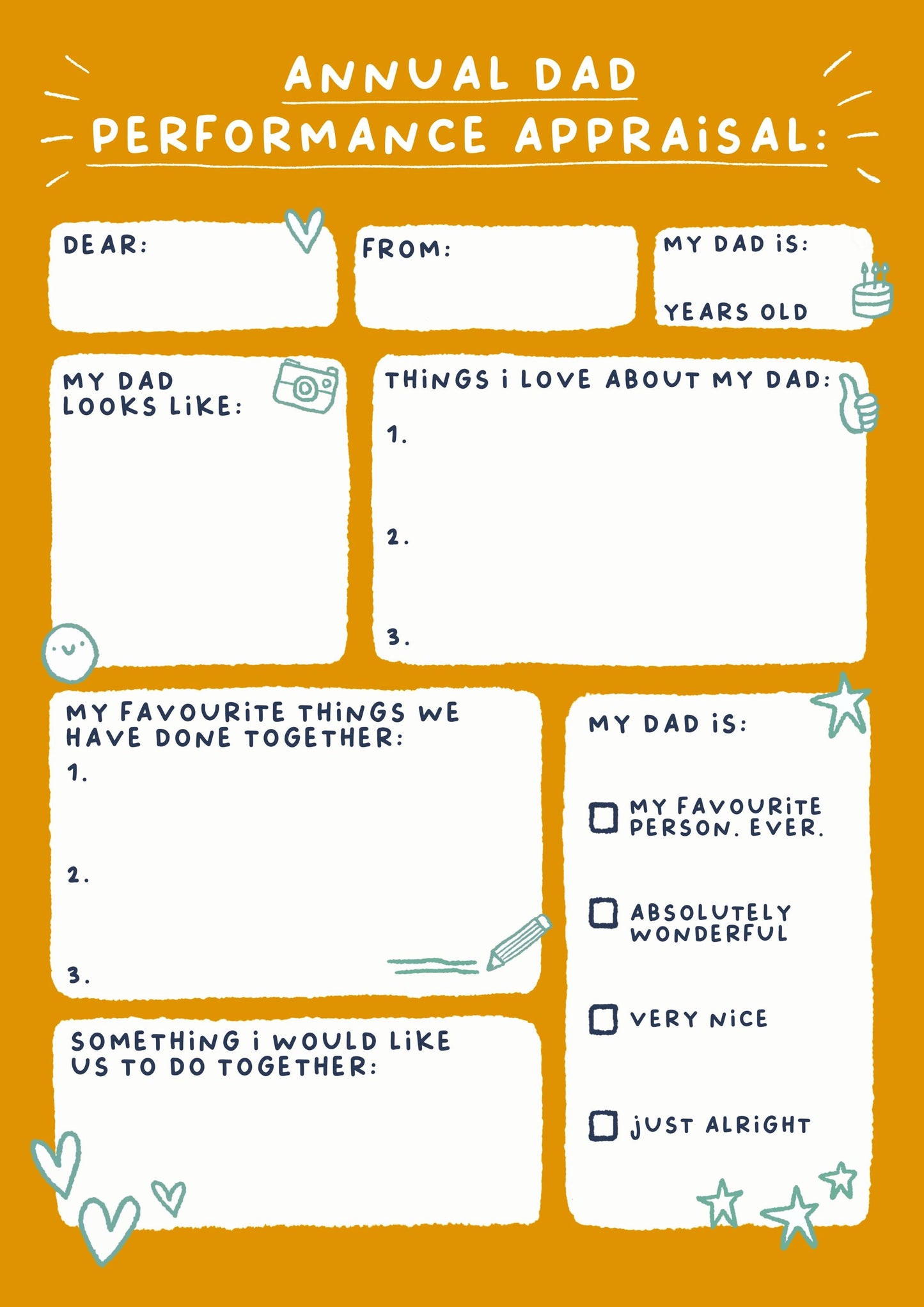 Dad Appraisal Card | Fun Gift For Dad Birthday