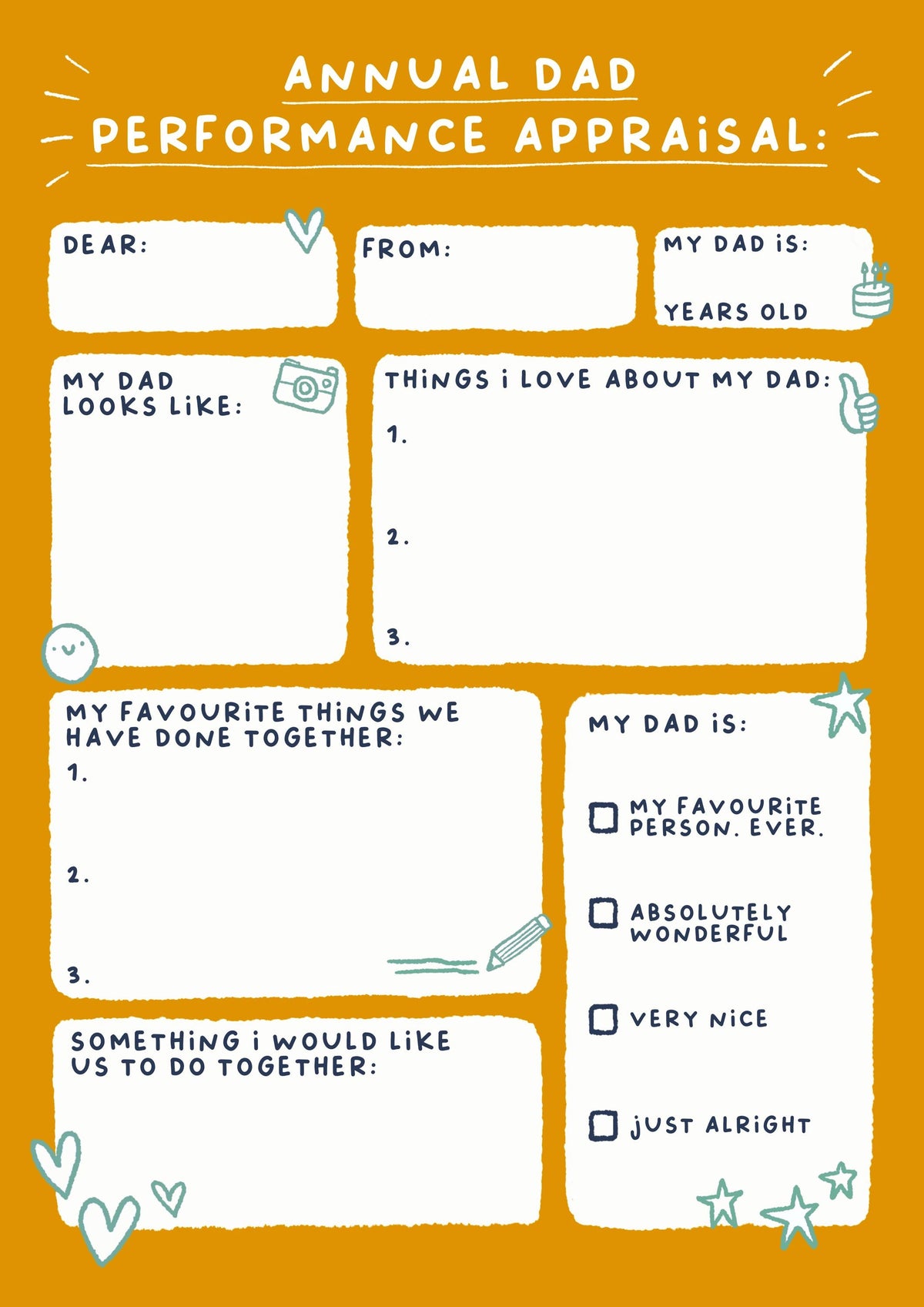 Dad Appraisal Card | Fun Gift For Dad Birthday