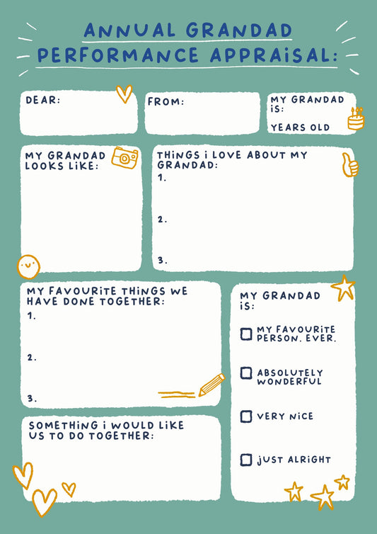 Grandad Appraisal Card | Fun Gift For Grandad Birthday