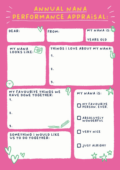 Nana Appraisal Card | Fun Gift For Nana Birthday