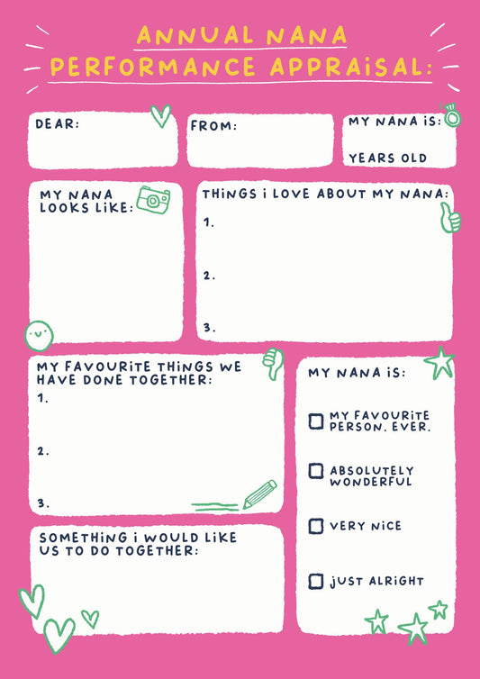 Nana Appraisal Card | Fun Gift For Nana Birthday