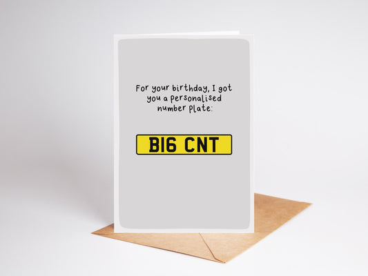 Number Plate Birthday Card BI6 CNT