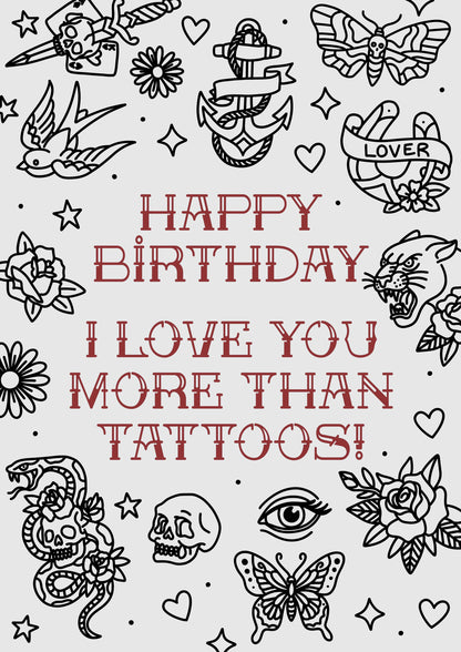 Tattoo Themed Birthday Card