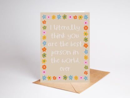 Illustrated Friendship Card, Recycled Stock, Blank Inside, A6 Size