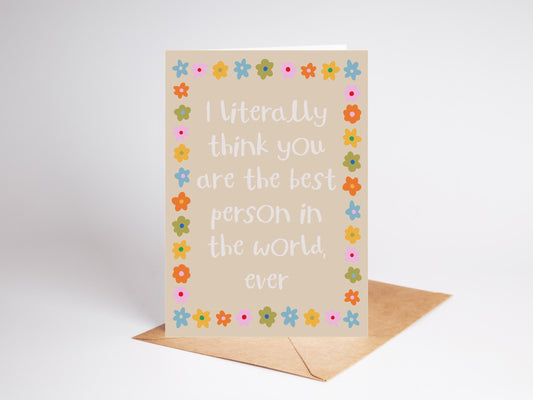 Illustrated Friendship Card, Recycled Stock, Blank Inside, A6 Size